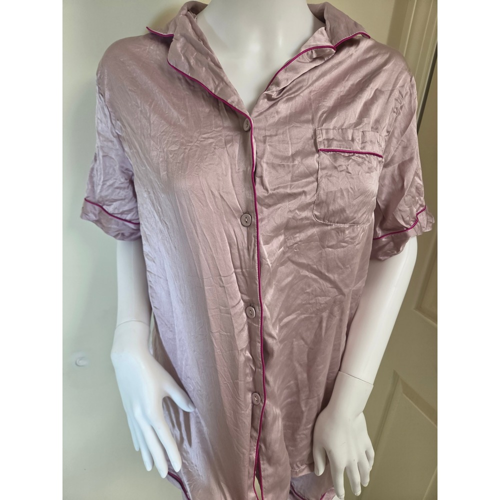 Silksilky 100% Silk Pajama Set Womens Medium Dusty Rose Pink Short Sleeve Shorts - Picture 6 of 12
